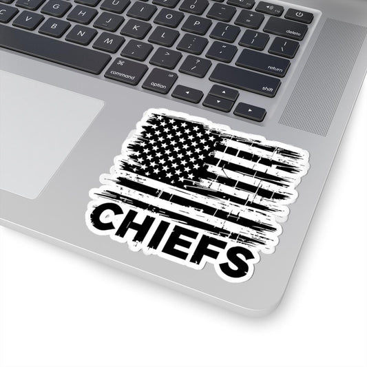 Chiefs Black Distressed Flag Sticker: Waterproof Vinyl Decal