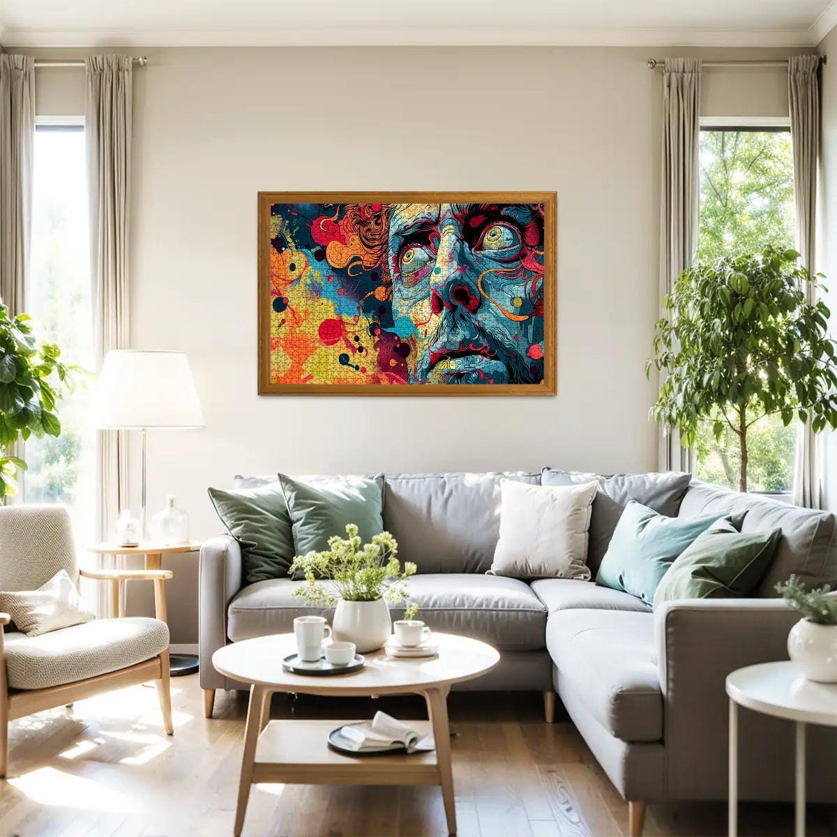 Psychedelic Face Jigsaw Puzzle: 1000 Piece Surreal Wooden Art