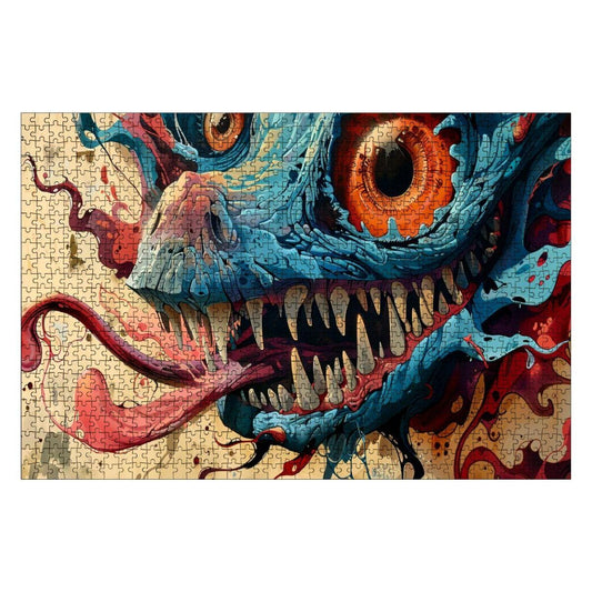 Vortex Maw Wooden Puzzle: Psychedelic Monster Jigsaw for Adults
