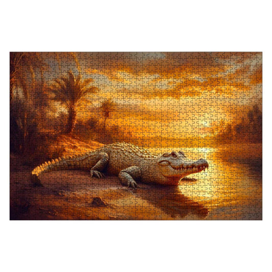 Crocodile Sunset Jigsaw Puzzle: Wooden Wildlife Puzzle