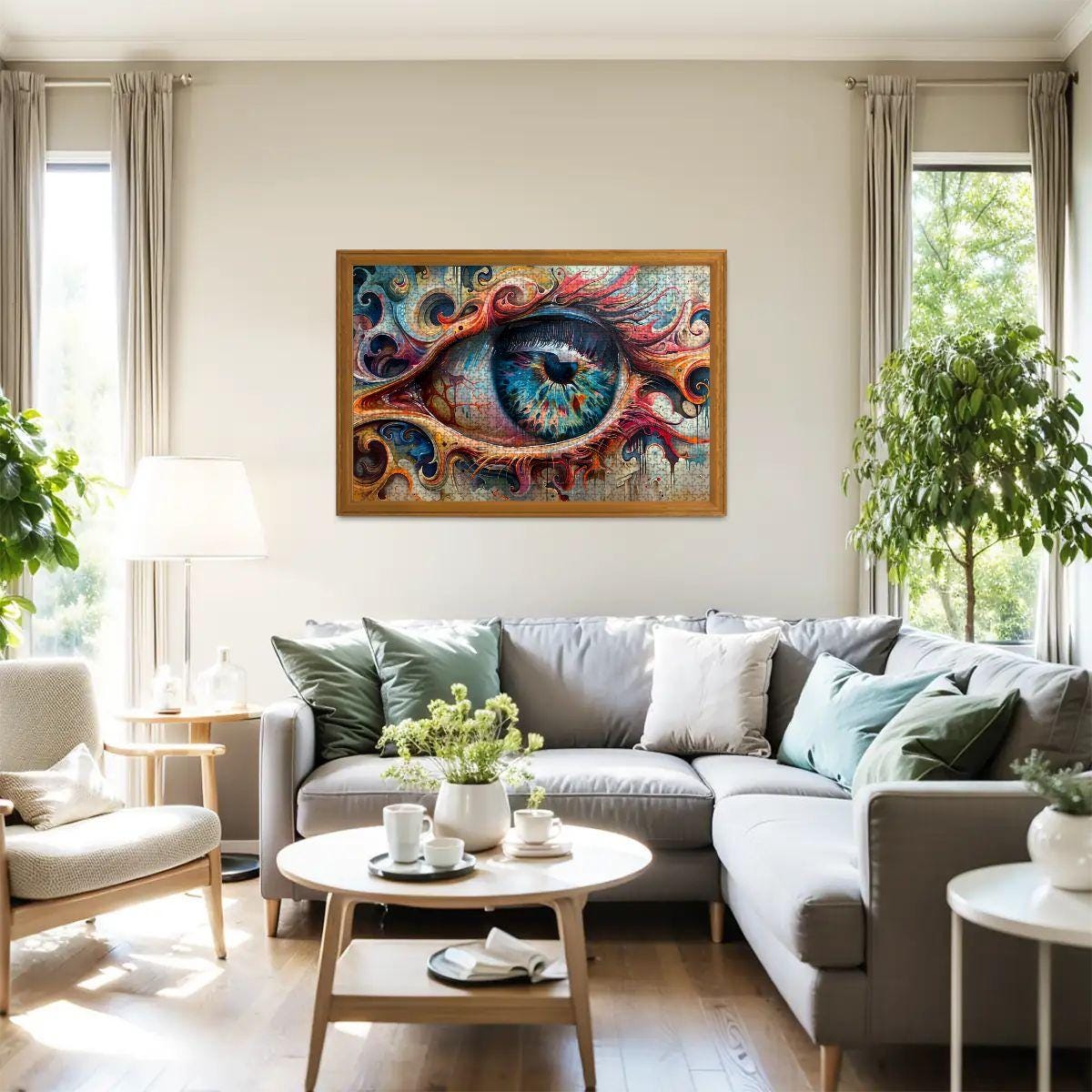 Eye of the Spiral Wooden Jigsaw Puzzle: Surreal Psychedelic Art
