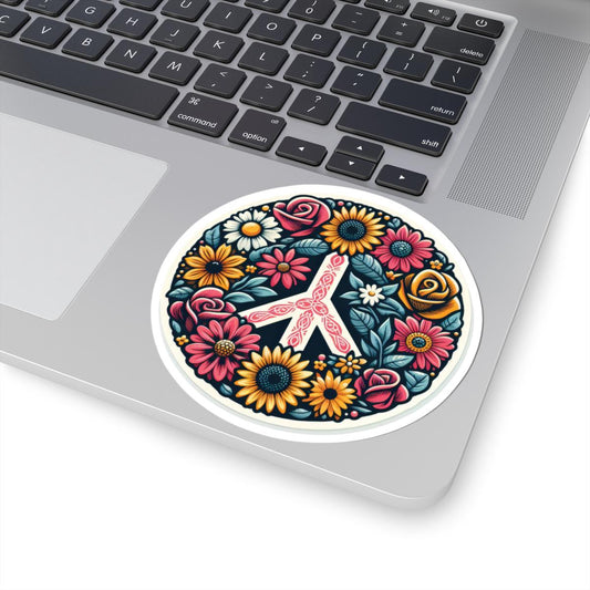 Boho Peace Sign Sticker: Floral Mandala Vinyl Decal