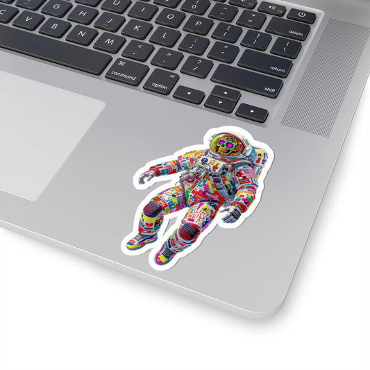 ColorFlow | Neon Skull Graffiti Astronaut Sticker | Trippy Cosmic Decal for Bold Space Lovers