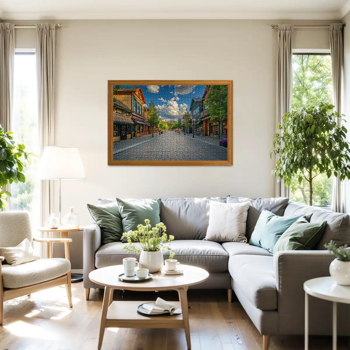 ColorFlow Wooden Jigsaw Puzzle: Main Street Village Scene, s