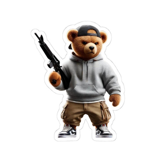 ColorFlow | Armed Teddy Gangsta Sticker | Urban Streetwear Hoodie Bear Kiss Cut Vinyl Decal
