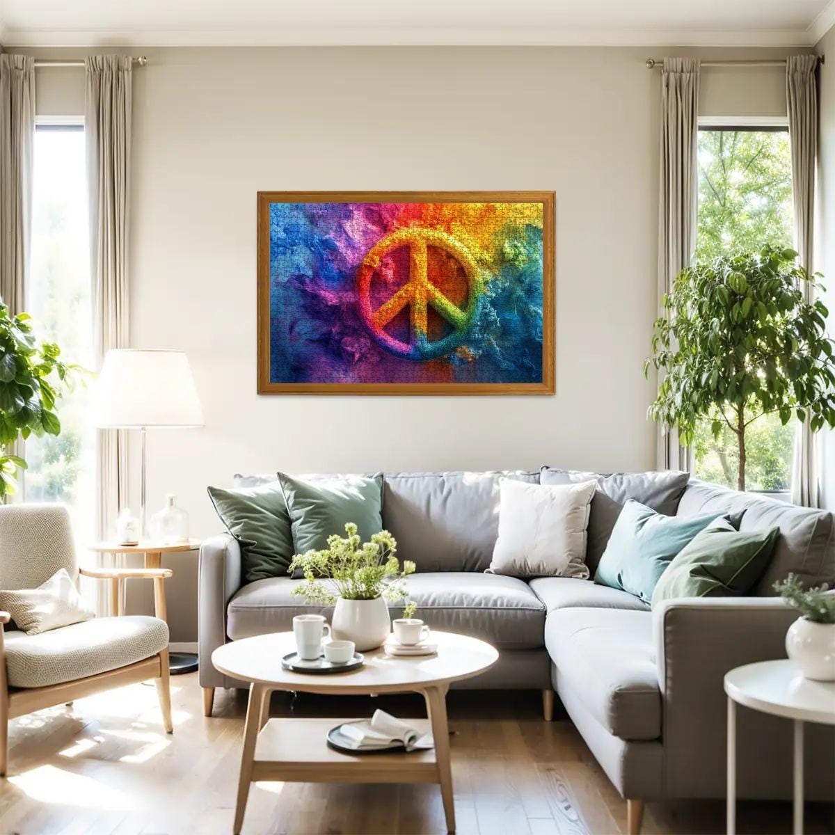 ColorFlow | Groovy Peace Sign Wooden Puzzle s | Colorburst Jigsaw