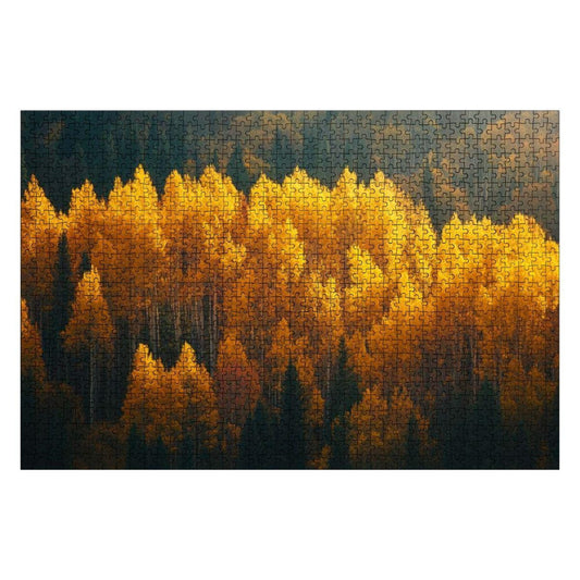 ColorFlow | Aspen Trees in Autumn Wooden Puzzle 1000pc | Serene Fall Landscape