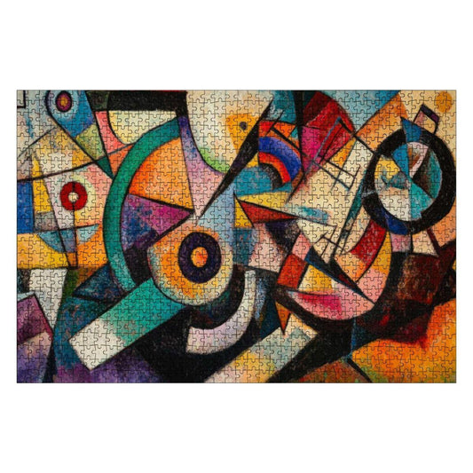 Geometric Abstract Jigsaw Puzzle: Wooden Art - ColorFlow