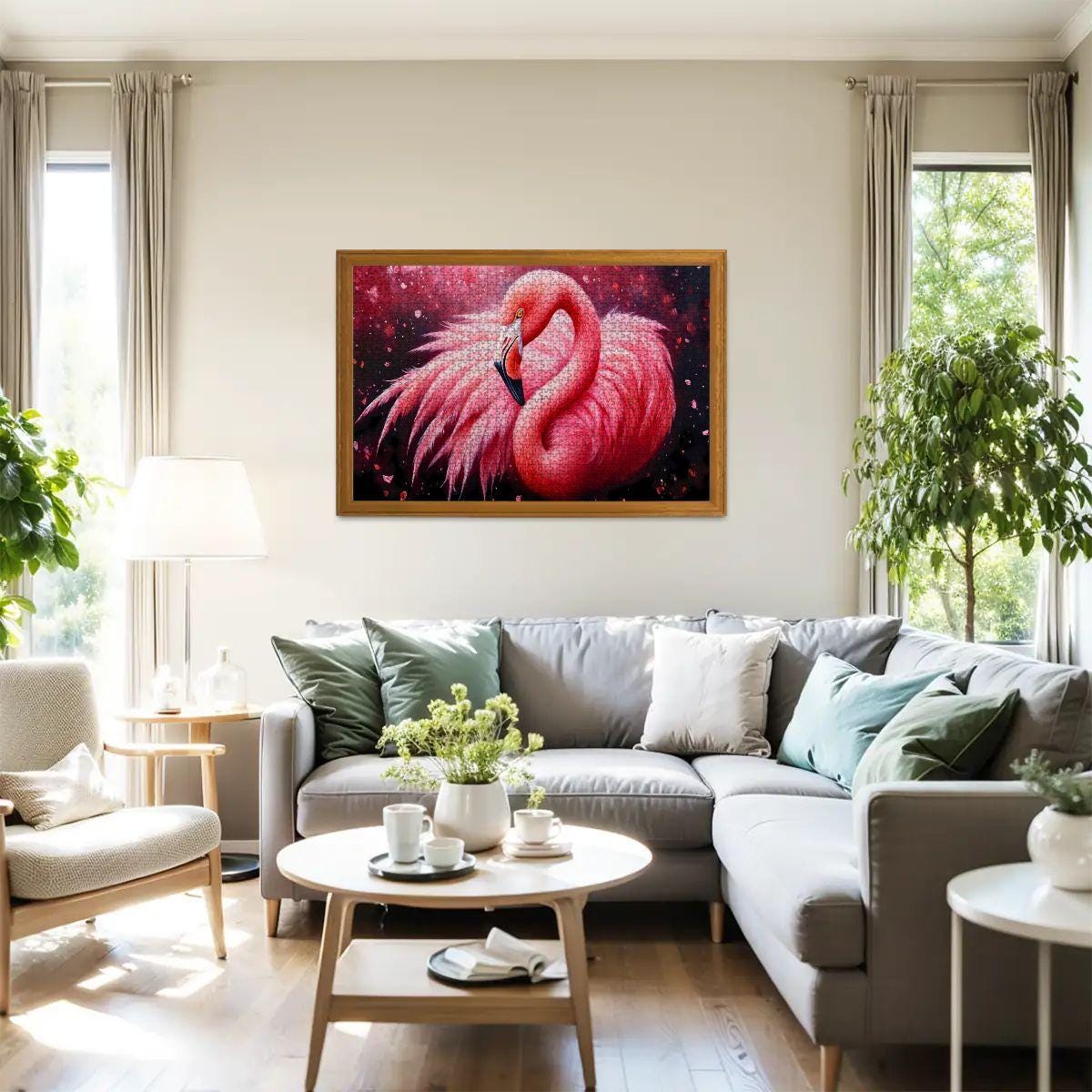 ColorFlow | Flamingo Puzzle Wooden Tropical Bird Pink Feathers Jigsaw Puzzle for Adults Wildlife Art