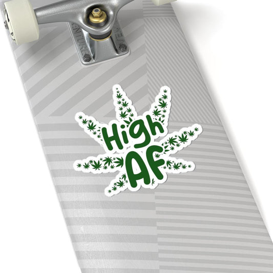 ColorFlow | High AF Weed Sticker Waterproof Vinyl Funny Cannabis Leaf Stoner Decal for Hydro Flask Laptop Smoke Box Pothead Gift