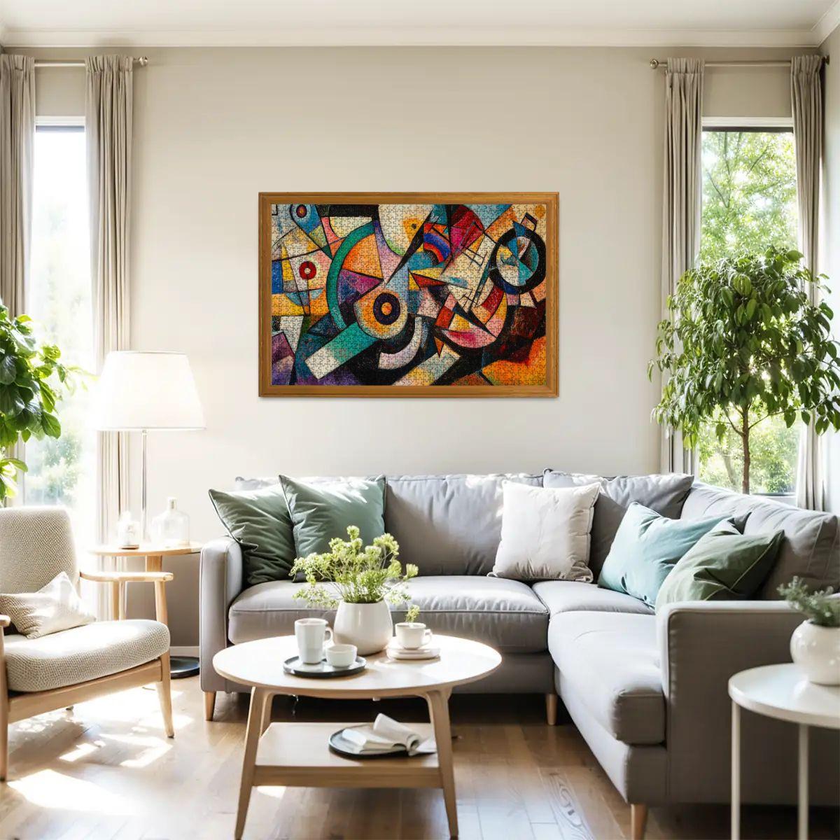 Geometric Abstract Jigsaw Puzzle: Wooden Art - ColorFlow