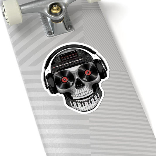 DJ Skull Sticker: Waterproof Vinyl EDM Music Producer Laptop Decal