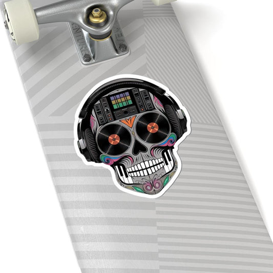 Sugar Skull DJ Sticker: Waterproof Vinyl EDM Festival Art