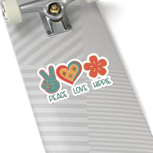 Peace Love Hippie Sticker: Retro 70s Groovy Flower Power Vinyl Decal