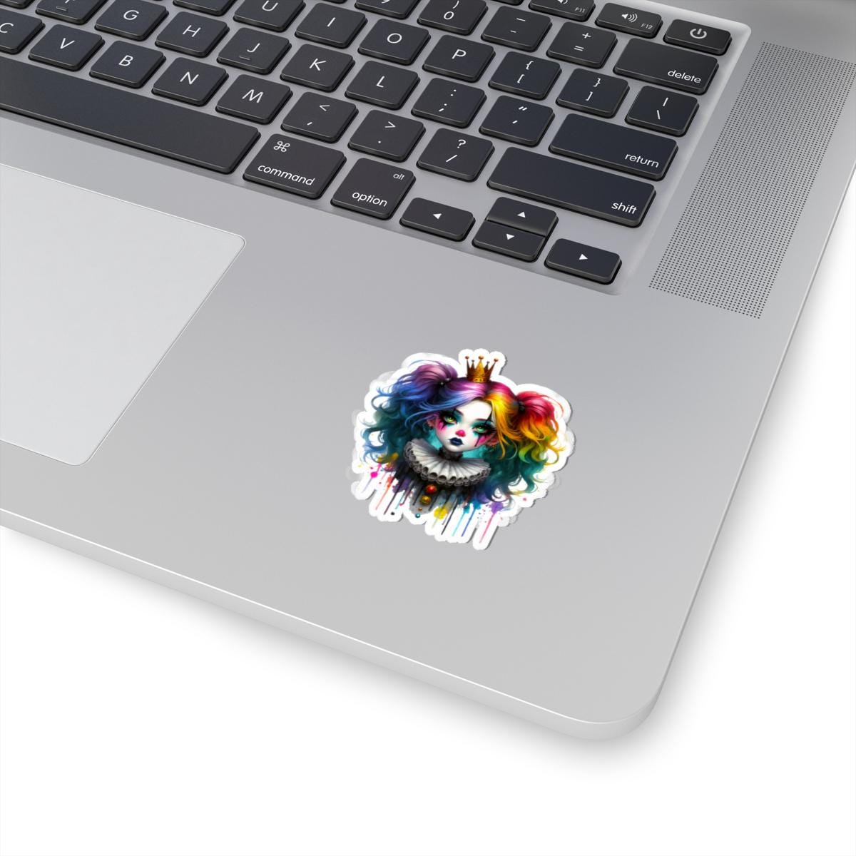 ColorFlow | Rainbow Goth Clown Princess Sticker | Creepy Cute Circuscore Vinyl Decal | Spooky Aesthetic Laptop Art