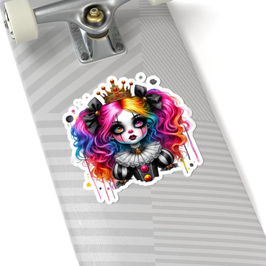 Royal Rainbow Clowncore Girl Sticker: Goth Emo Princess Vinyl Decal