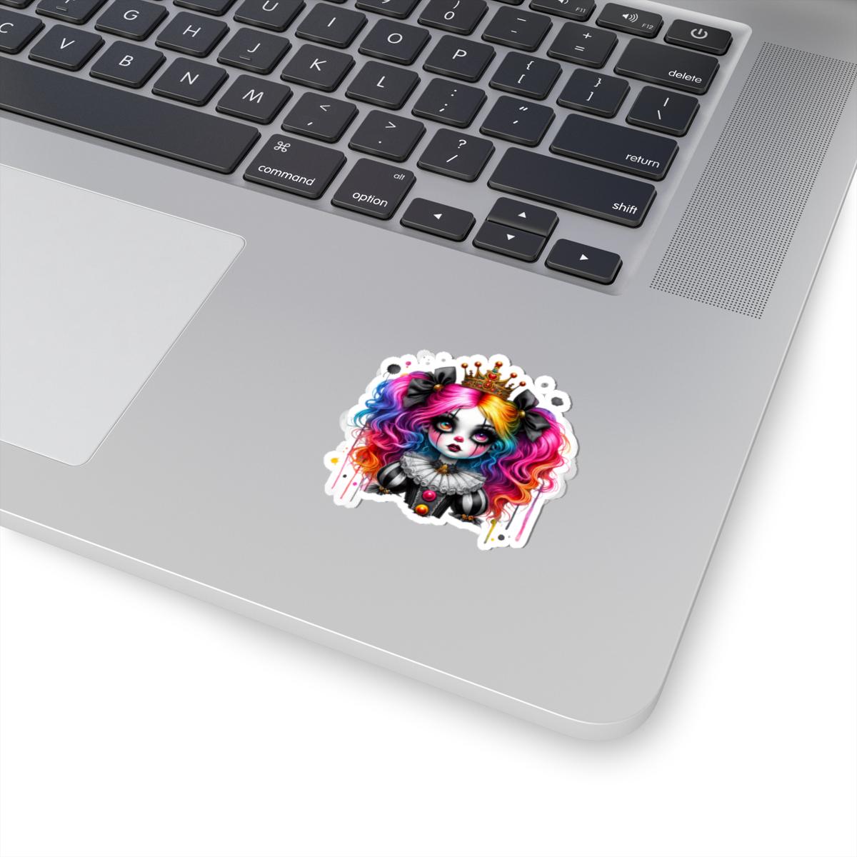 Royal Rainbow Clowncore Girl Sticker: Goth Emo Princess Vinyl Decal