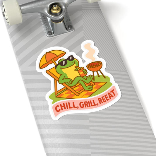 Chill Grill Frog Sticker | Funny Summer BBQ Waterproof Vinyl Decal