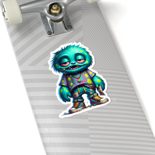 Graffiti Blue Monster Sticker: Urban Street Art Vinyl Decal