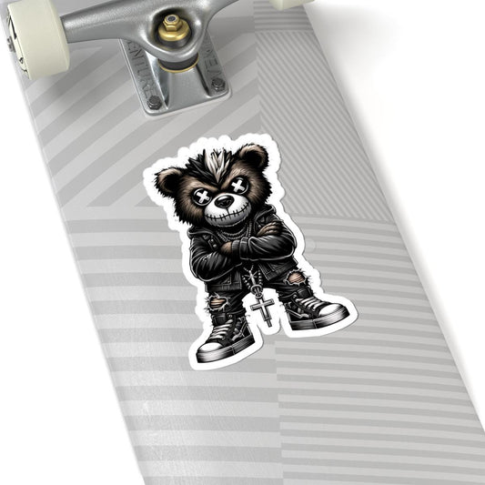Punk Mohawk Bear Vinyl Sticker: Gothic Gamer Streetwear, Waterproof