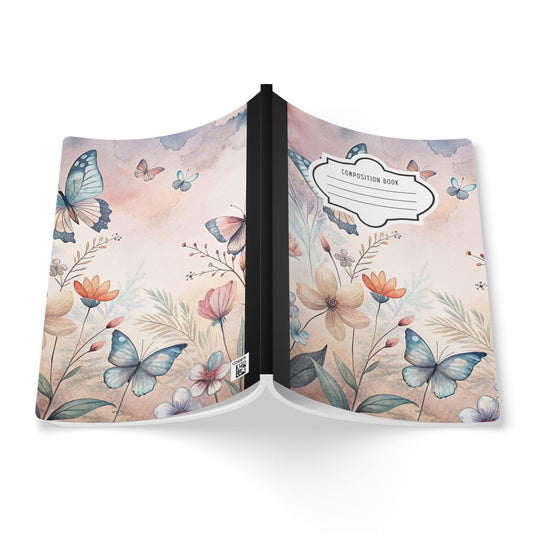Butterfly Floral Composition Notebook: Pastel Sky Garden Journal