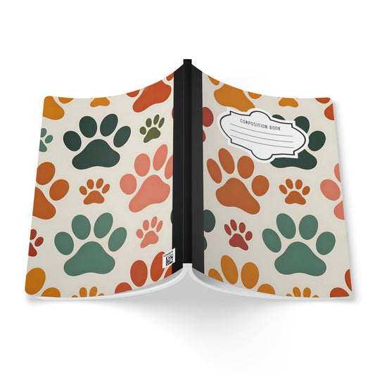 Multicolor Paw Print Composition Notebook: College Ruled Journal