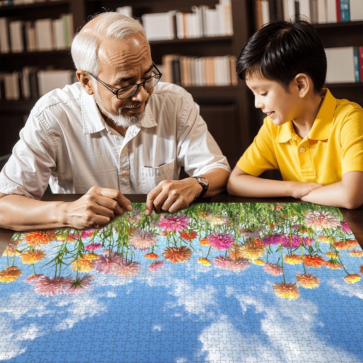 ColorFlow | Wooden Jigsaw Puzzle | Wildflower Meadow Art Wood Puzzle for Adults and Kids | Relaxing Puzzle Gift