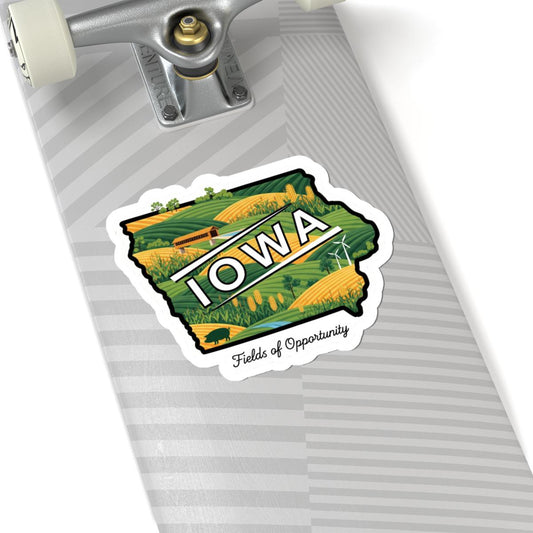 ColorFlow | Iowa Vinyl Sticker | Fields of Opportunity Decal | Waterproof Durable | Made in USA | Farm Art | Laptop Water Bottle