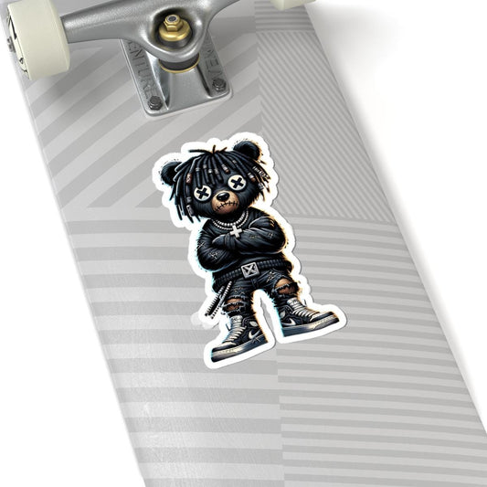 Streetwear Bear Vinyl Sticker: Urban Gothic Gamer Style