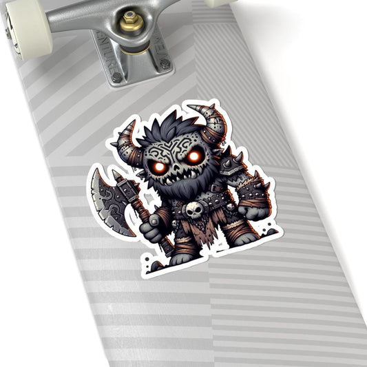 Tribal Skull Barbarian Monster Vinyl Sticker: Fantasy Art Decal