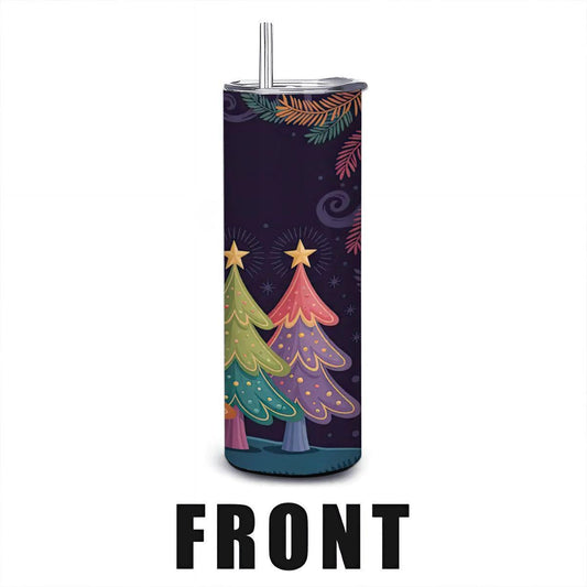 Christmas Tree Tumbler: 20oz Stainless Steel Insulated Mug with Straw