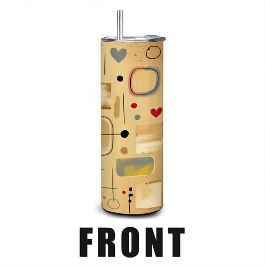 Abstract Geometric Heart Tumbler: 20oz Insulated Stainless Steel Mug