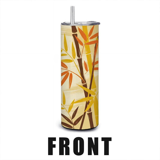 Bamboo Forest Tumbler: 20oz Insulated Stainless Steel Mug with Straw