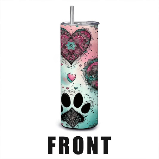Mandala Paw Heart Tumbler: Insulated Stainless Steel Pet Lover Mug