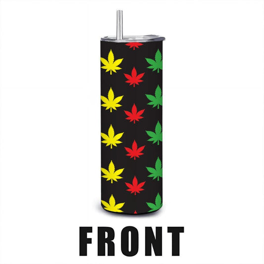 ColorFlow | Rasta Leaf Vibes Tumbler 20oz | Red Yellow Green Cannabis Stainless Steel Cup | Weed Lover Gift
