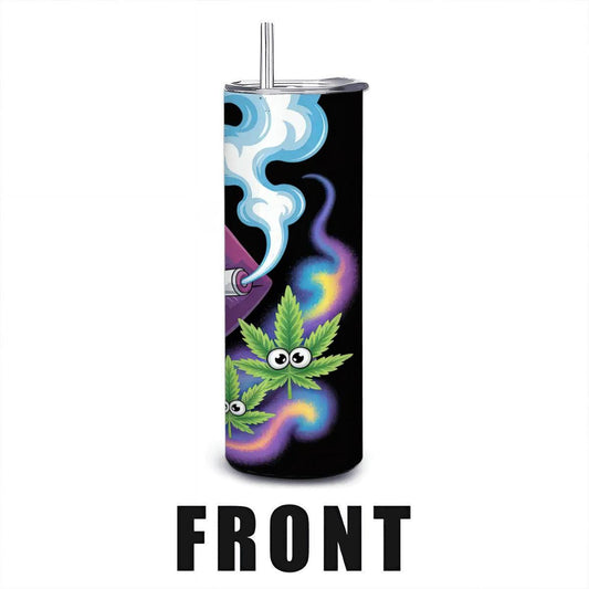 Pop Art Leaf Lips Tumbler: Retro Colorful Stainless Steel Insulated Mug