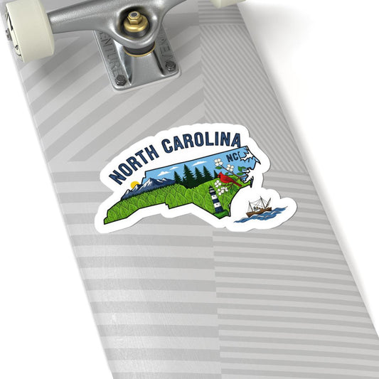 North Carolina Vinyl Sticker: USA Made Waterproof State Decal