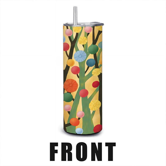 ColorFlow | Abstract Colorful Tree Tumbler | 20oz Stainless Steel | Modern Art Insulated Mug | Whimsical Nature Cup with Straw