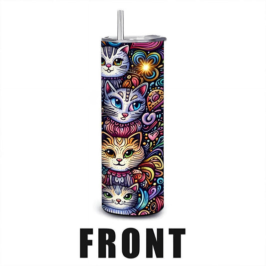 ColorFlow | Crazy Cat Lady Cat Tumbler | 20oz Stainless Steel Tumbler with Straw | Gift for Cat Lovers | Cat Mom Cup | Coffee Travel Mug