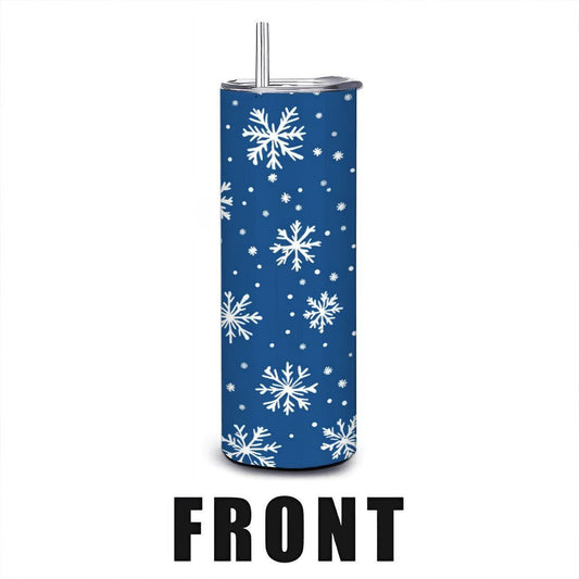 Blue Snowflake Stainless Steel Tumbler - 20oz Insulated Winter Mug