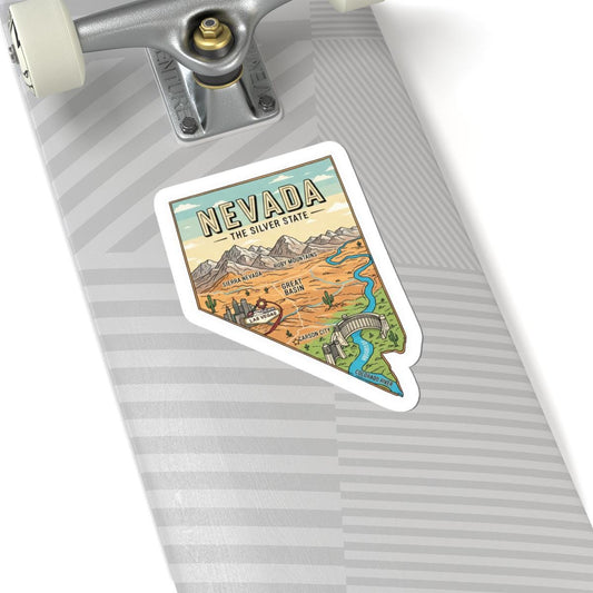 Nevada Vinyl Sticker: Silver State Topography Art - Waterproof Decal