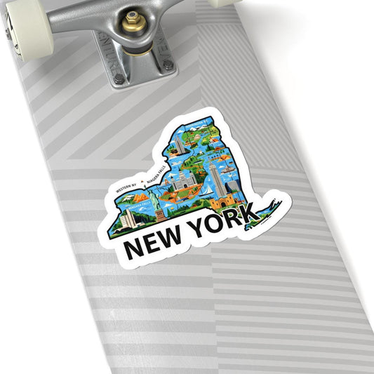 New York State Vinyl Sticker: Waterproof NY City Art Decal