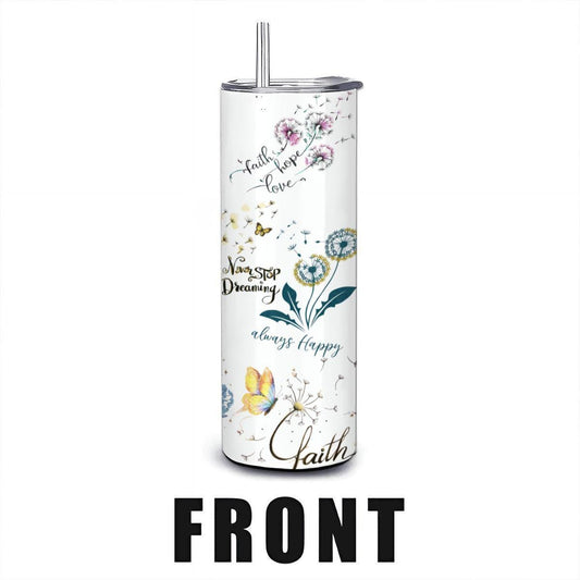 ColorFlow | Positivity Quotes 20oz Stainless Steel Tumbler with Straw | Inspirational Dandelion Mug | Motivational Gift