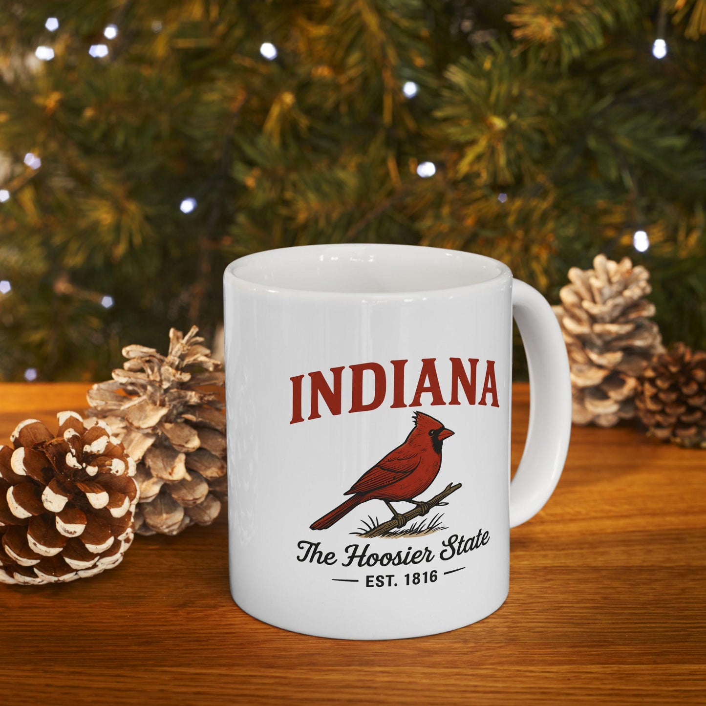 ColorFlow | Indiana The Hoosier State Mug | Cardinal Bird Coffee Cup | 15oz Ceramic Midwest Gift