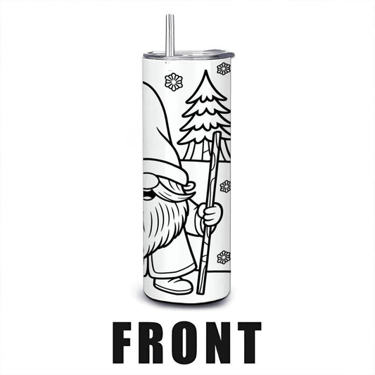 ColorFlow | Winter Gnome Magic Tumbler | 20oz Stainless Steel Coffee Cup with Straw | Insulated Travel Mug for Hot or Cold Drinks