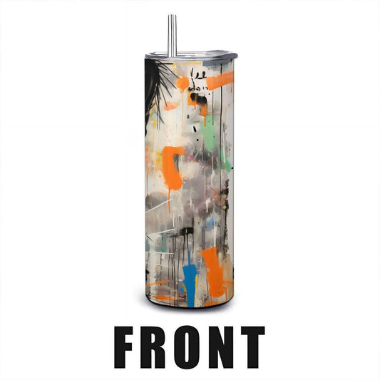 ColorFlow | Playful Doodle Rabbit Art Tumbler | 20oz Stainless Steel Travel Cup | Funny Bunny Coffee Mug | Creative Art Gift