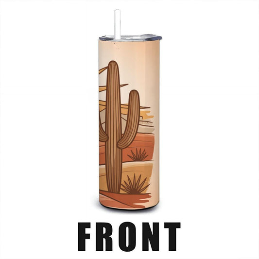 ColorFlow | Desert Sun Cactus 20oz Stainless Steel Tumbler with Straw | Southwestern Boho Travel Cup Gift