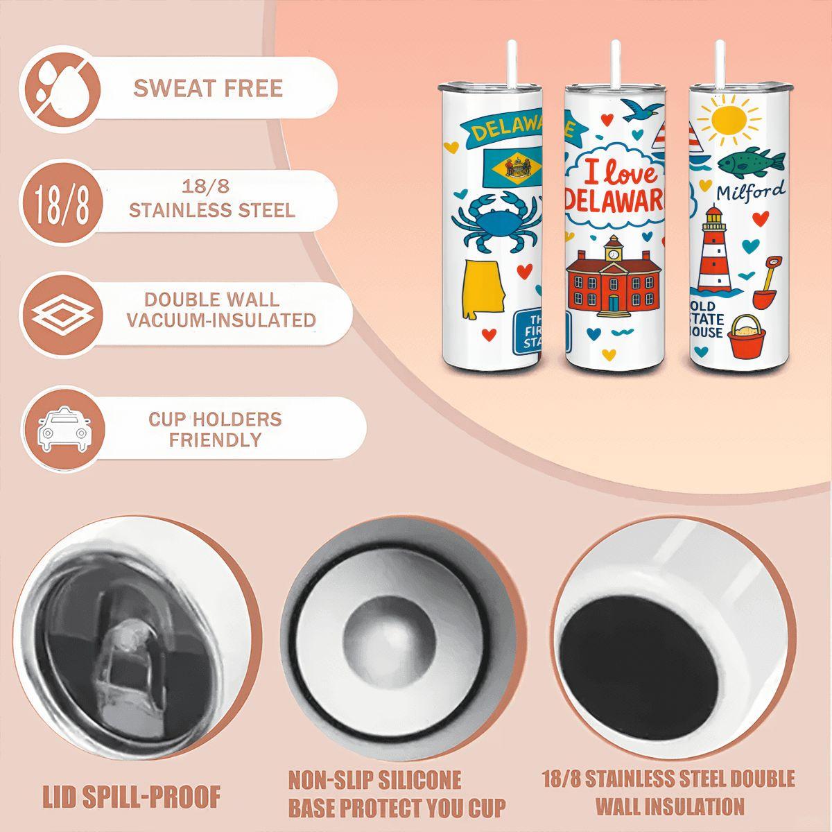 Delaware Coastal Adventure Tumbler | 20oz Insulated Stainless Steel Mug