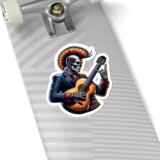 ColorFlow | Punk Skeleton Guitarist Vinyl Sticker for Water Bottles Laptops Cars | Rock Music Art Waterproof Decal