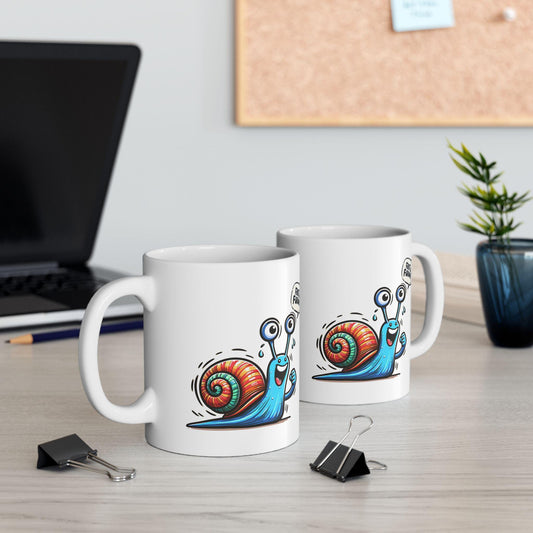 ColorFlow | Fast & Furious Snail Mug | Funny Coffee Cup | 15oz Ceramic Mug | Cute Motivational Gift for Animal Lovers and Coworkers